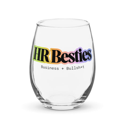 Rainbow HR Besties Stemless Wine Glass
