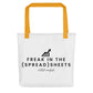 "Freak in the (Spread) Sheets" Tote Bag