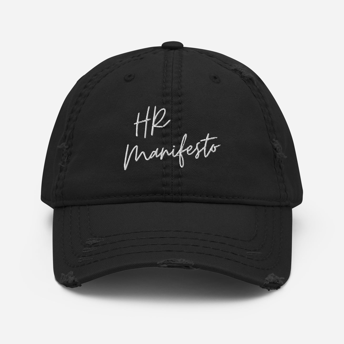 "HRManifesto" Unisex Distressed White Thread Hat